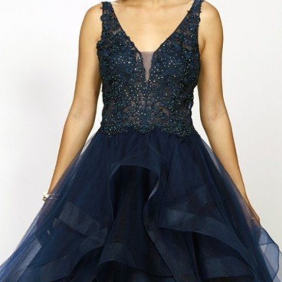 Jeweled V-Neckline Ballgown Long Dress JT394 - Picture 4 of 8